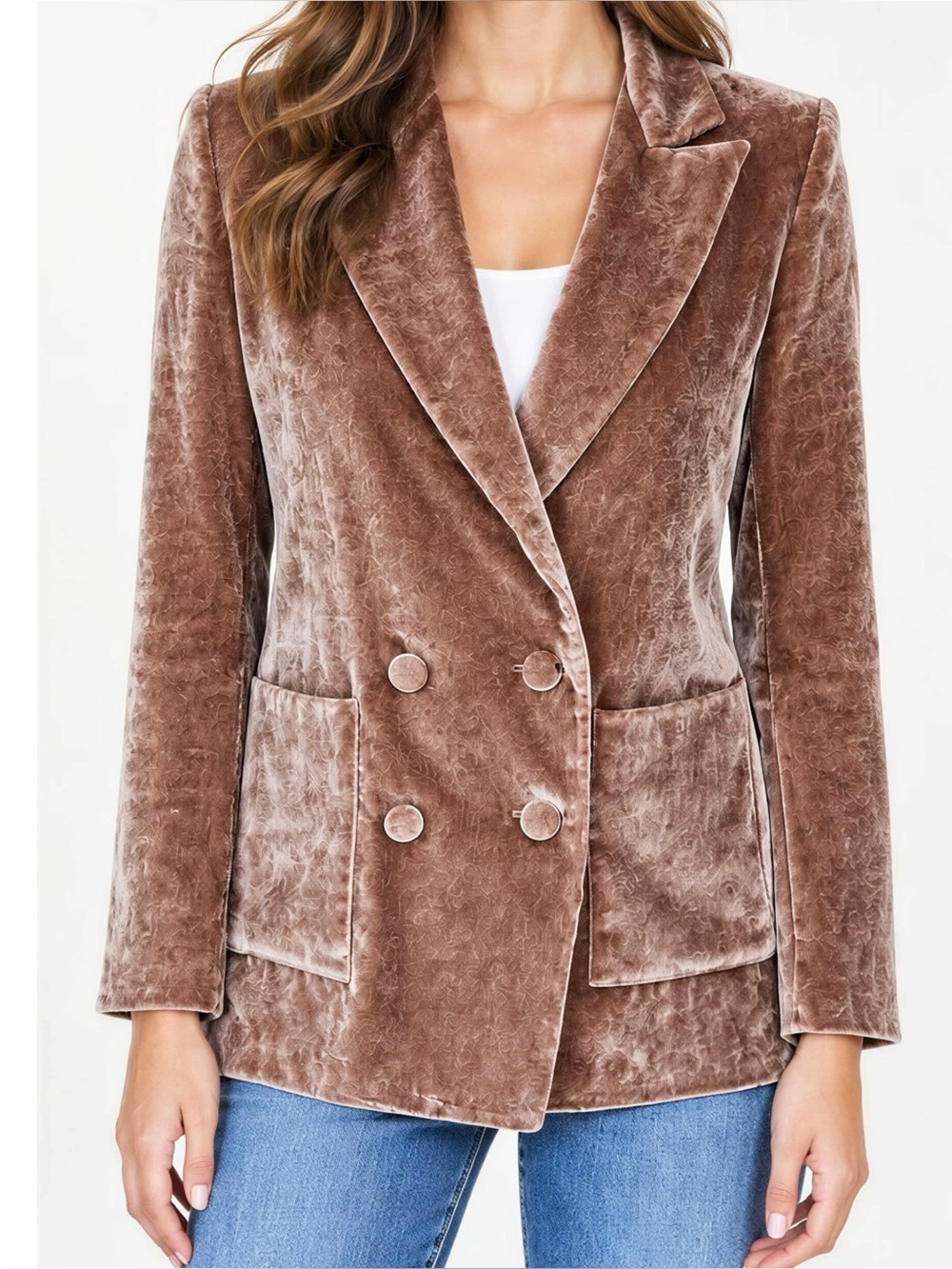 EMERSON FRY Tux Soft Velvet Silk-Blend Blazer, Chestnut, 2 (US)